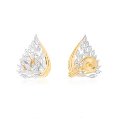 2.20 Carat SI/H Marquise Brilliant Diamond Feather Earrings 18 Karat Yellow Gold