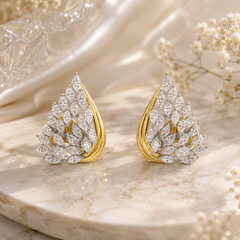 2.20 Carat SI/H Marquise Brilliant Diamond Feather Earrings 18 Karat Yellow Gold