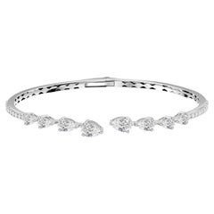 Bracelet manchette en or blanc 18k diamant naturel pavé 2.20 Ct SI/HI