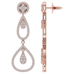 2,20 Karat SI/H Diamant-Ohrringe aus 18 Karat Roségold mit rundem Brillantschliff
