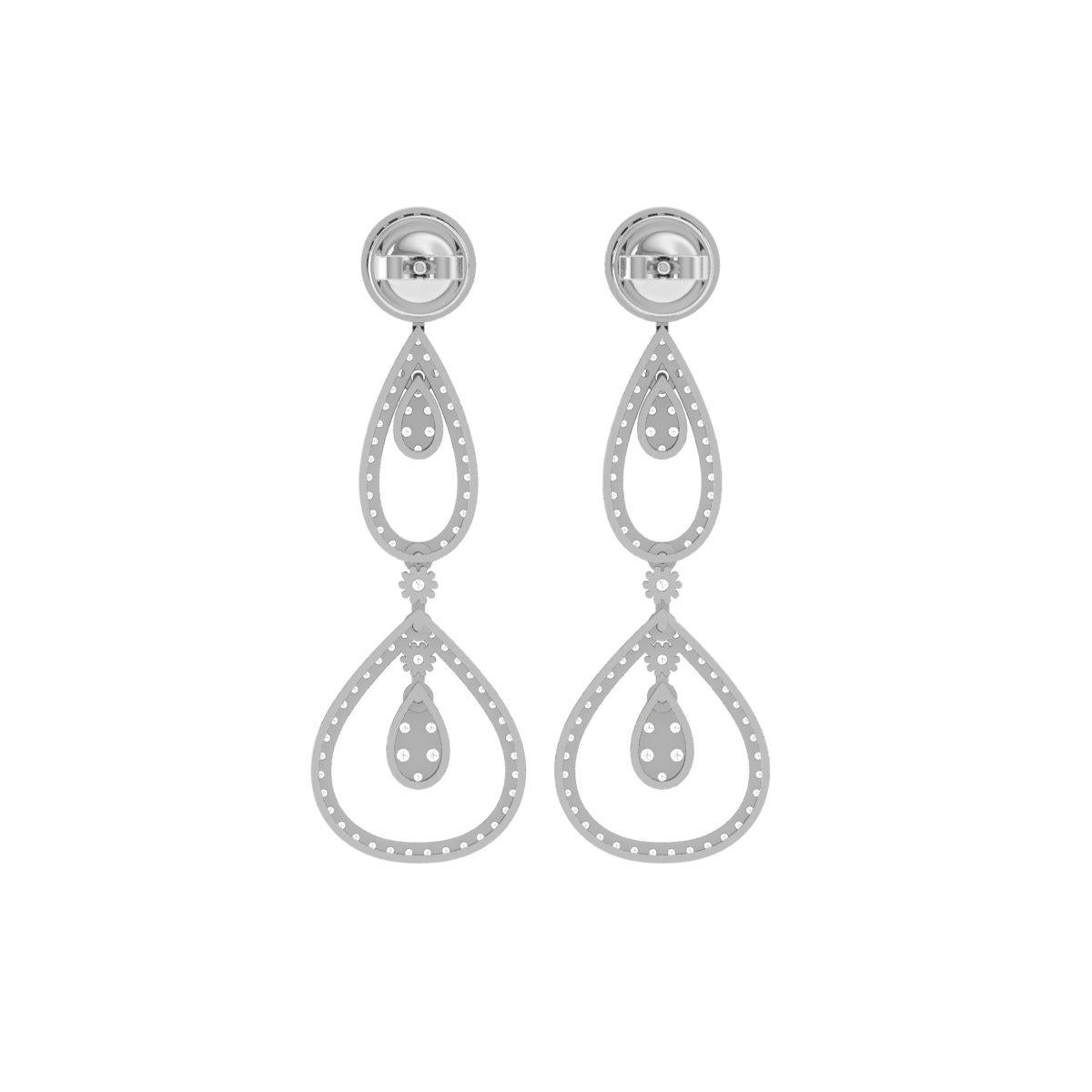 2,20 Karat SI/H Diamant-Ohrringe aus 18 Karat Weißgold mit rundem Brillantschliff (Moderne) im Angebot