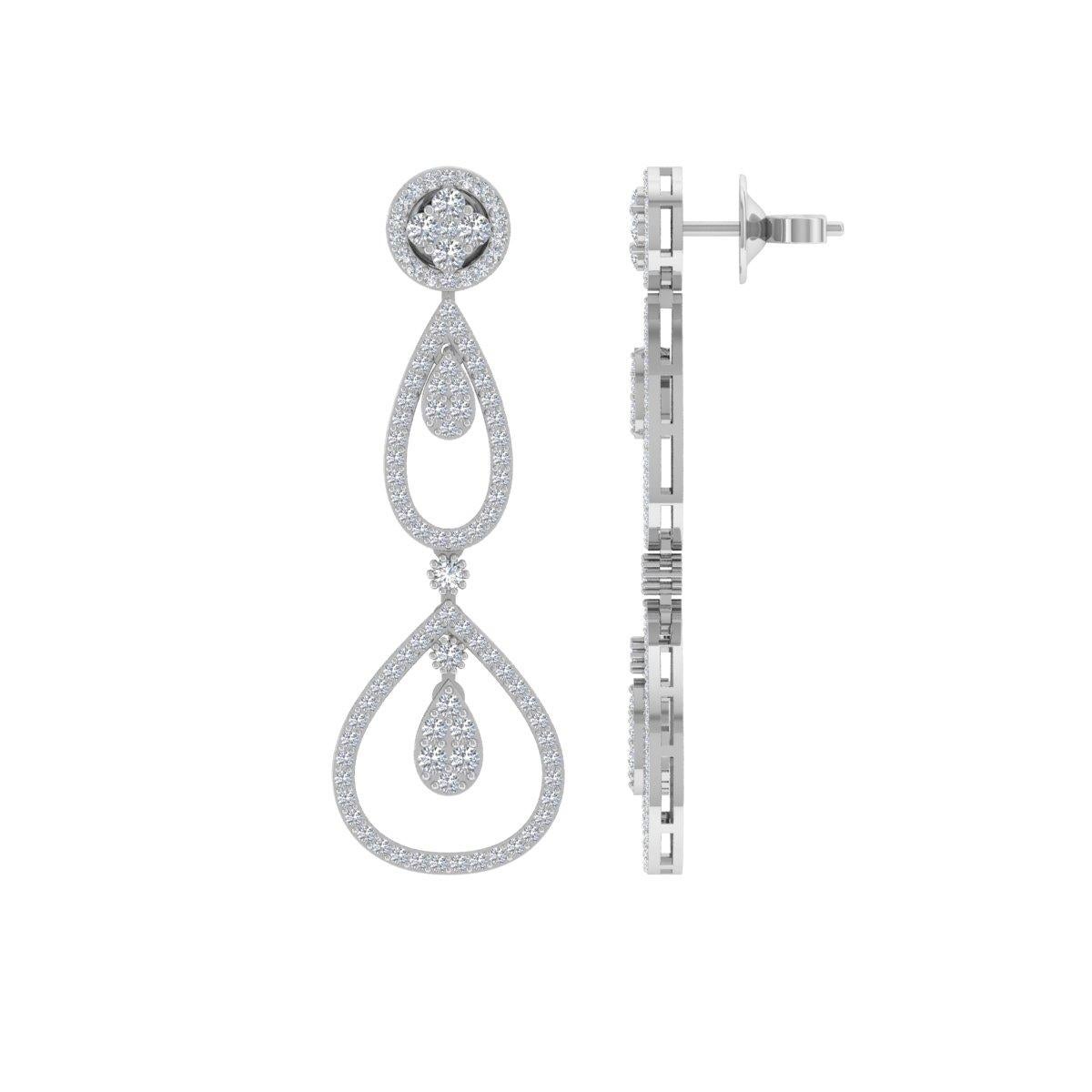2,20 Karat SI/H Diamant-Ohrringe aus 18 Karat Weißgold mit rundem Brillantschliff (Rundschliff) im Angebot
