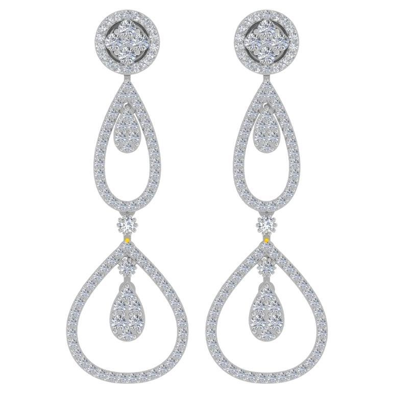 2,20 Karat SI/H Diamant-Ohrringe aus 18 Karat Weißgold mit rundem Brillantschliff