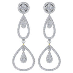 Orecchini pendenti con diamante taglio brillante rotondo da 2,20 carati SI/H Oro bianco 18 carati