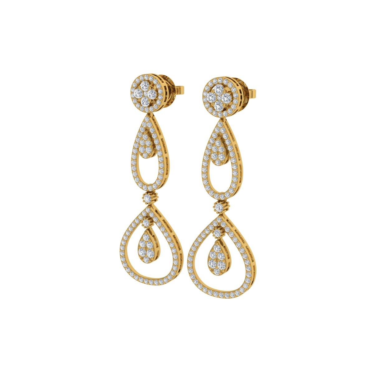 2,20 Karat SI/H Diamant-Ohrringe aus 18 Karat Gelbgold mit rundem Brillantschliff (Moderne) im Angebot