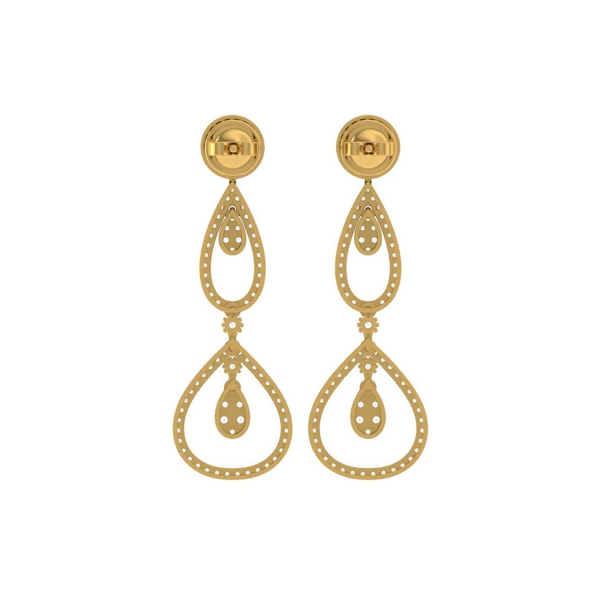 2,20 Karat SI/H Diamant-Ohrringe aus 18 Karat Gelbgold mit rundem Brillantschliff (Rundschliff) im Angebot