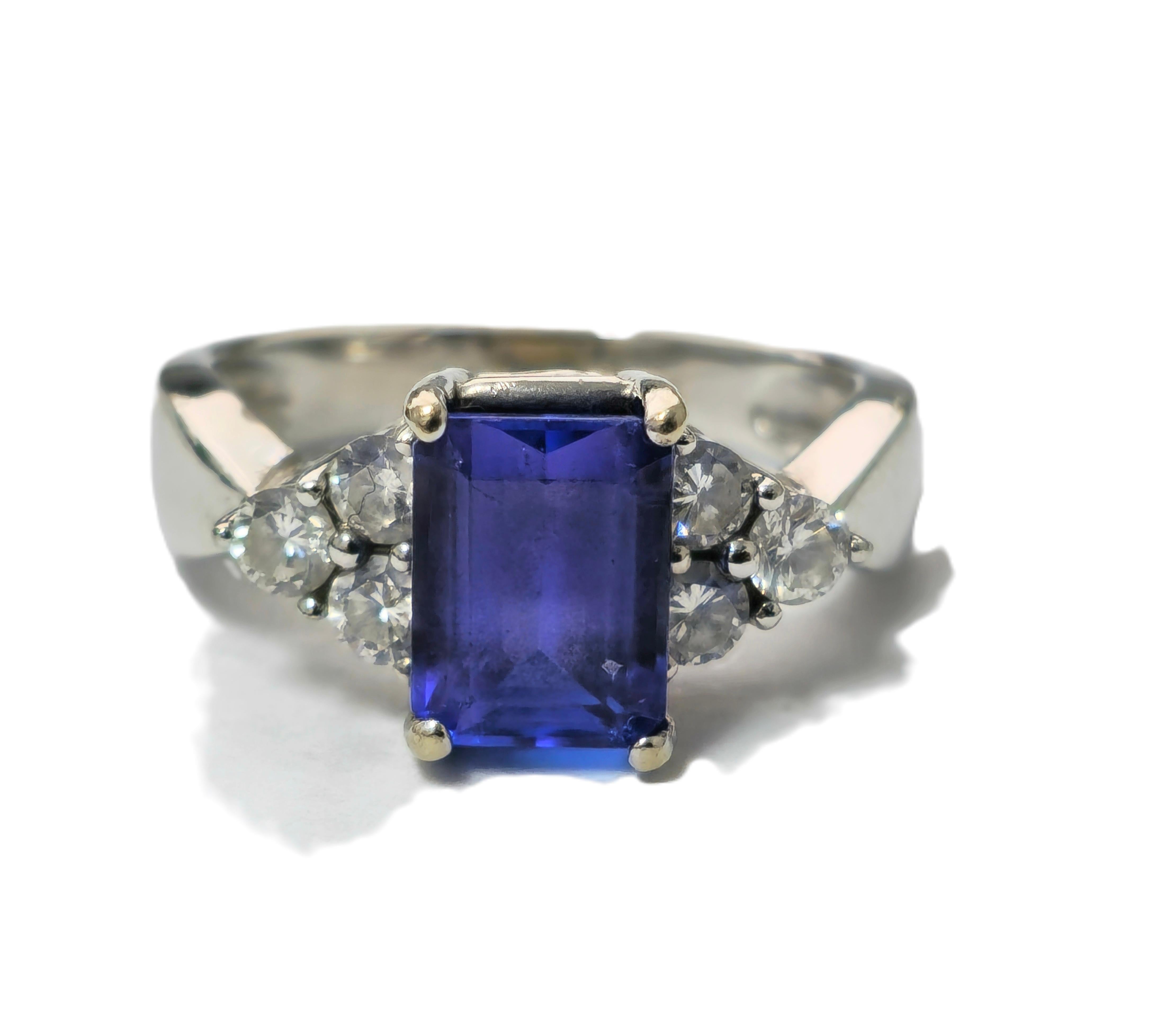 2.20 Carat Tanzanite & Diamond Engagement Ring For Sale