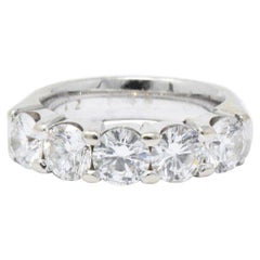 2.20 Carat Total 14 Karat White Gold Five Diamond Band Ring