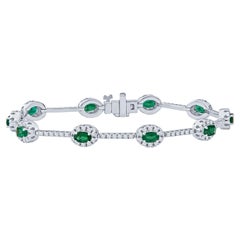 2.20 Carat Total Weight Oval Cut Emerald & Diamond Bracelet