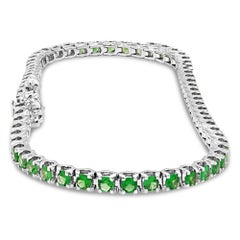 2.20 Carat Vivid Green Tsavorite Green Garnet Classical Tennis Bracelet 18K