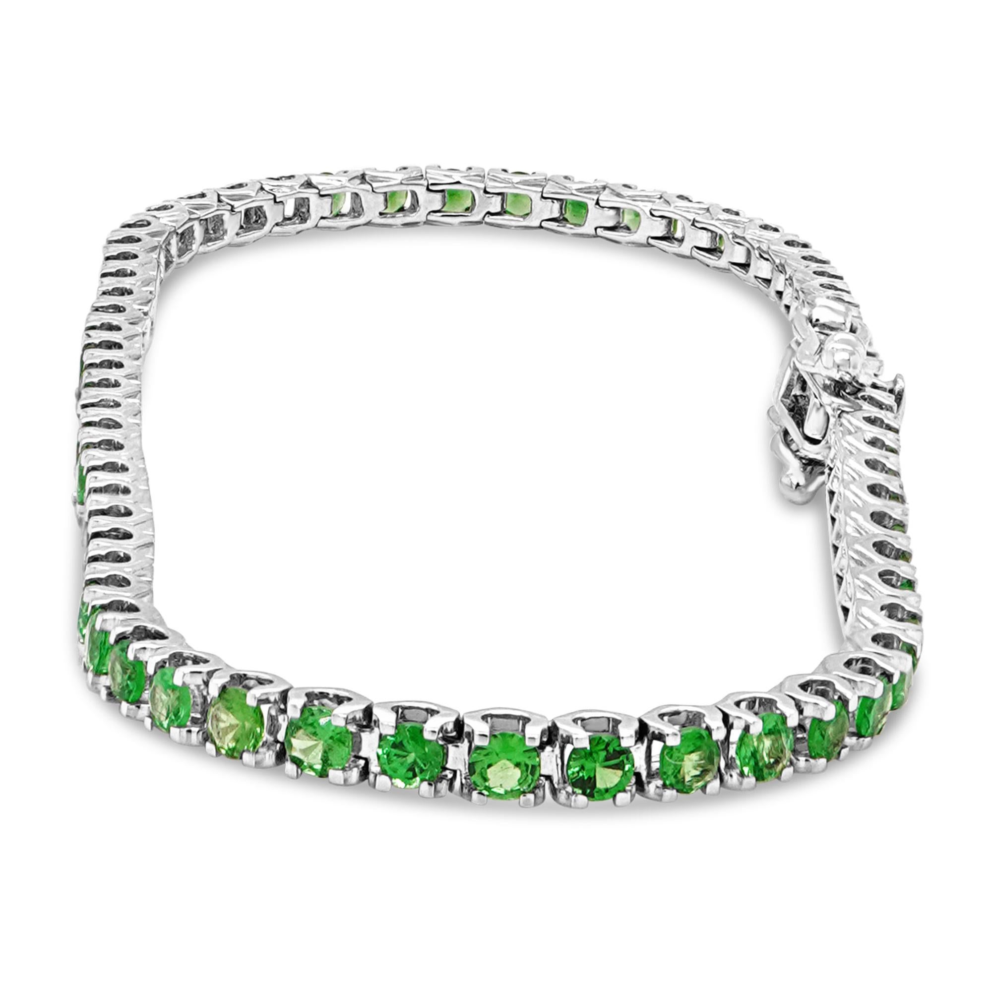 2,20 Karat Vivid Green Tsavorite Grüner Granat Klassisches Tennisarmband 18K (Rundschliff)