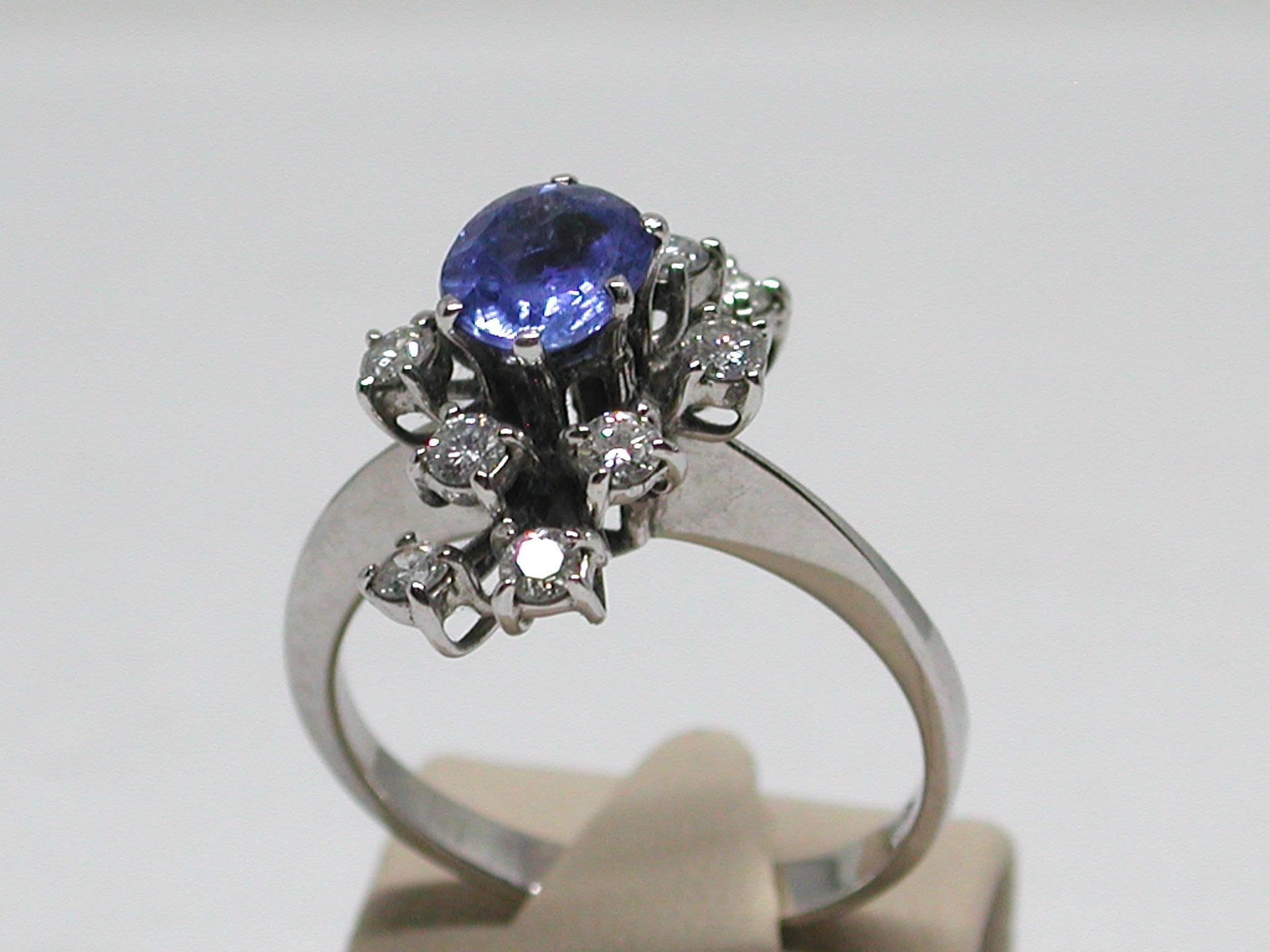 2.20 Carat White Gold Diamond Sapphire Engagement Ring For Sale 4