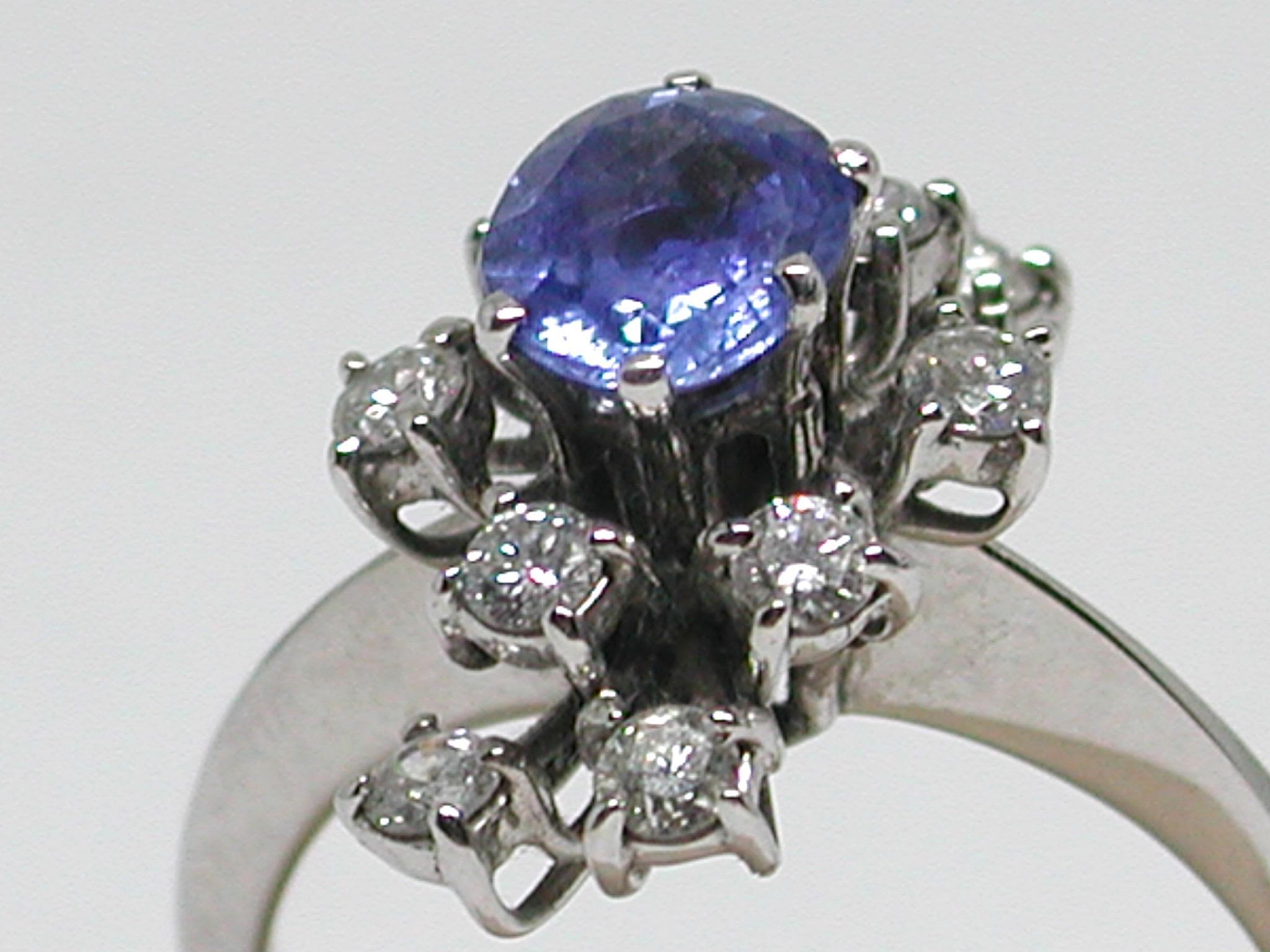 2.20 Carat White Gold Diamond Sapphire Engagement Ring For Sale 5