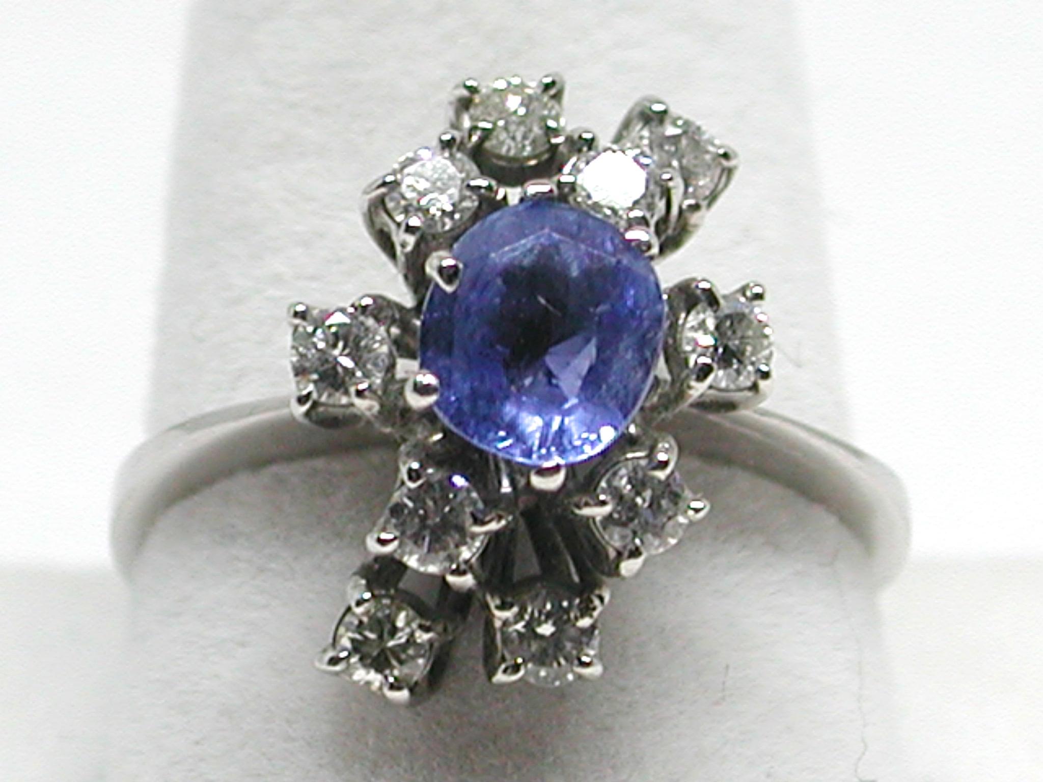 2.20 Carat White Gold Diamond Sapphire Engagement Ring For Sale 6