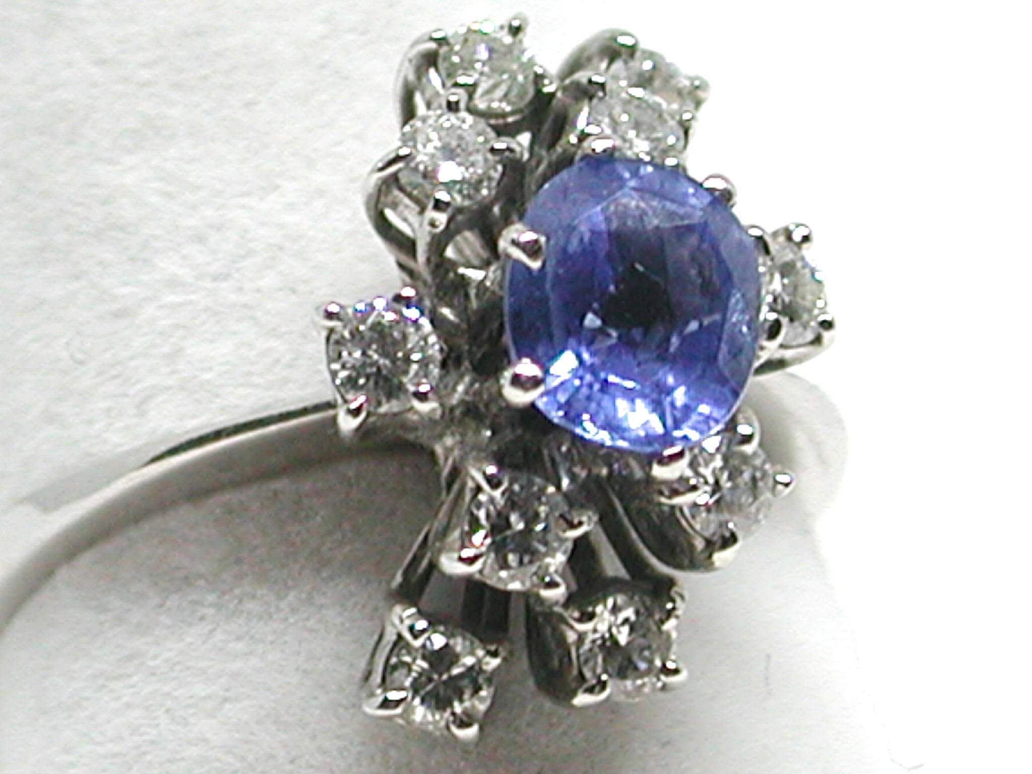 2.20 Carat White Gold Diamond Sapphire Engagement Ring For Sale 7