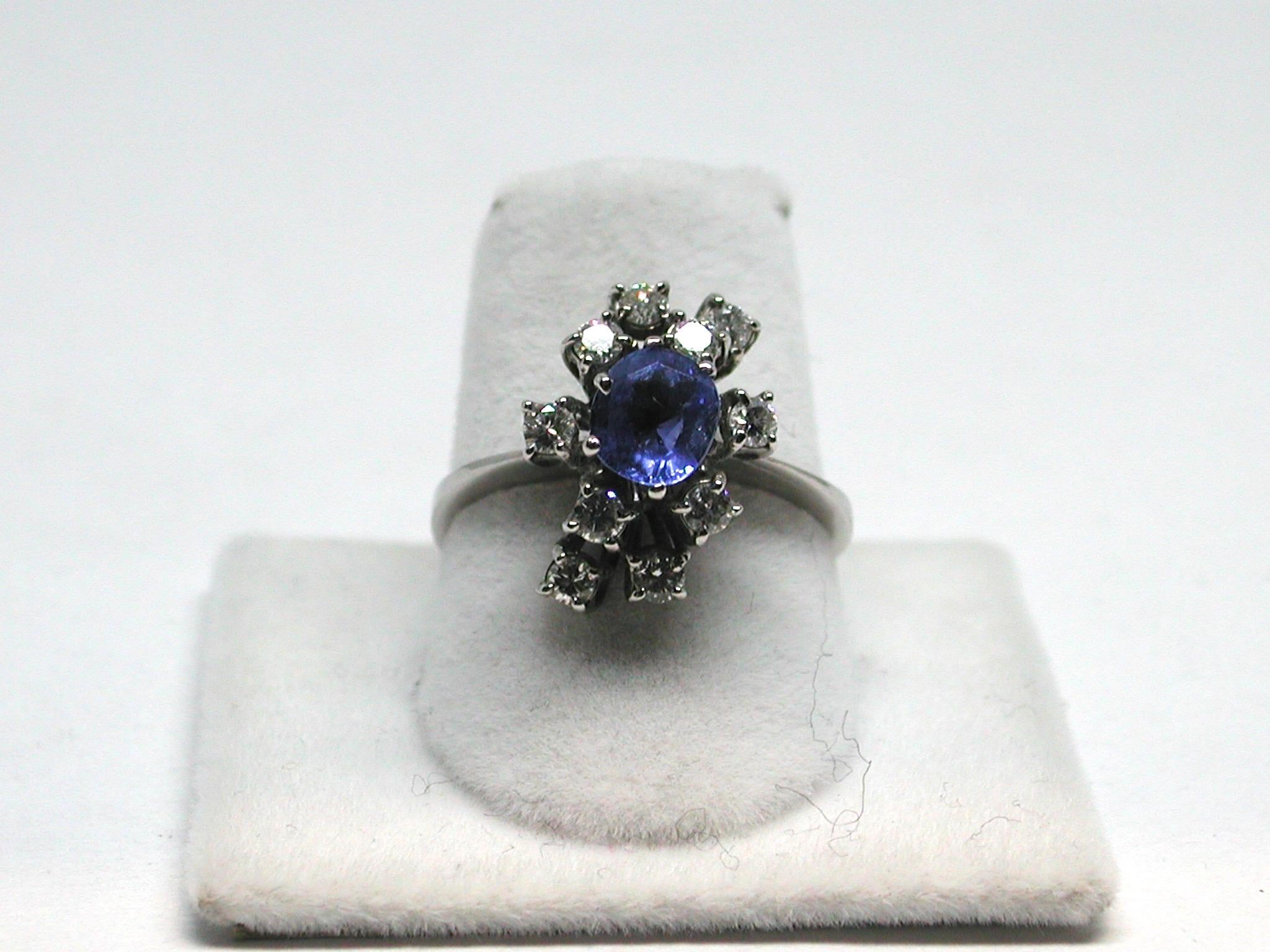 2.20 Carat White Gold Diamond Sapphire Engagement Ring For Sale 8