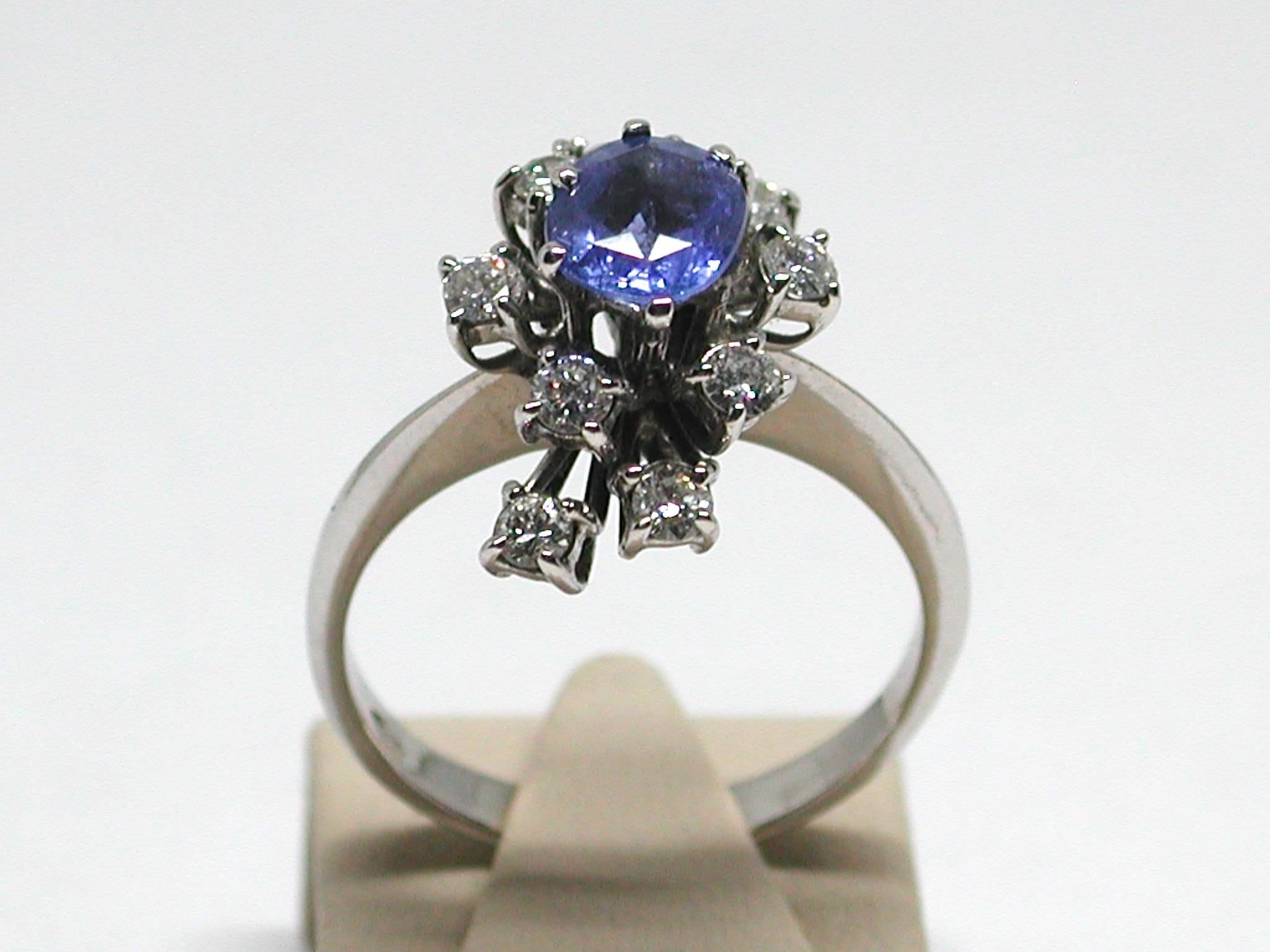 2.20 Carat White Gold Diamond Sapphire Engagement Ring For Sale 9