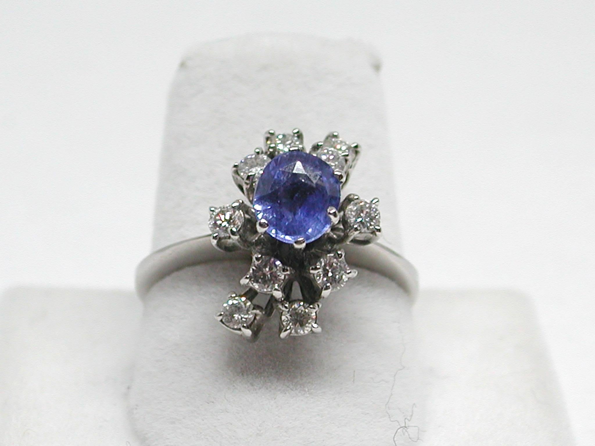 Women's 2.20 Carat White Gold Diamond Sapphire Engagement Ring For Sale