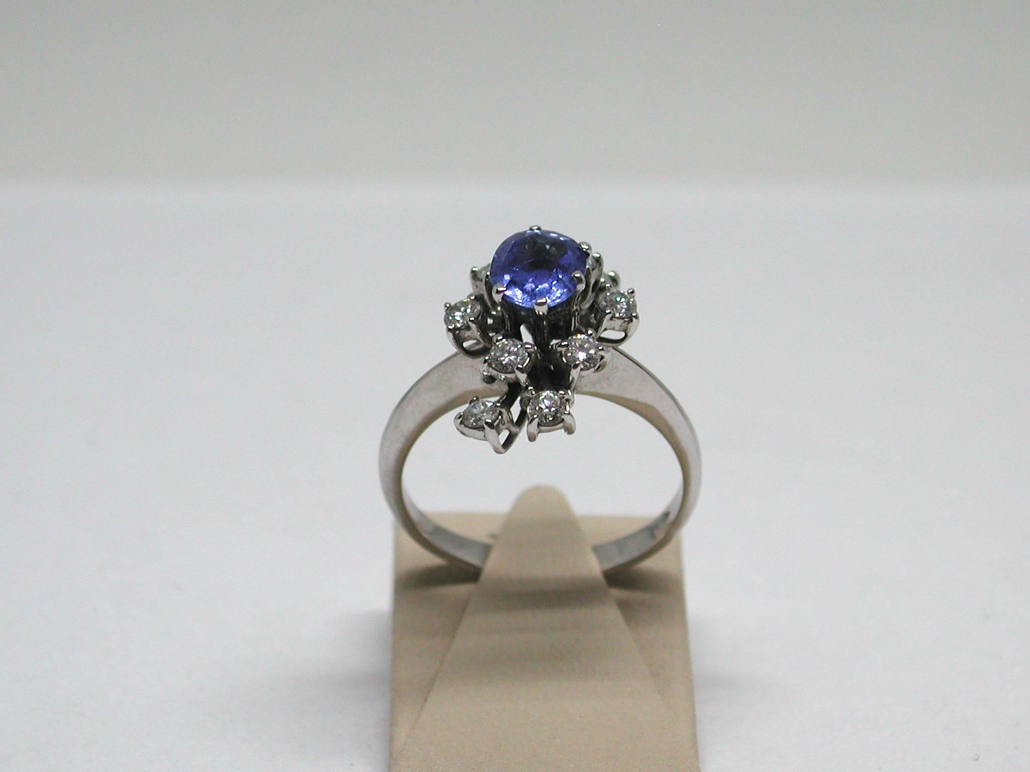 2.20 Carat White Gold Diamond Sapphire Engagement Ring For Sale 1