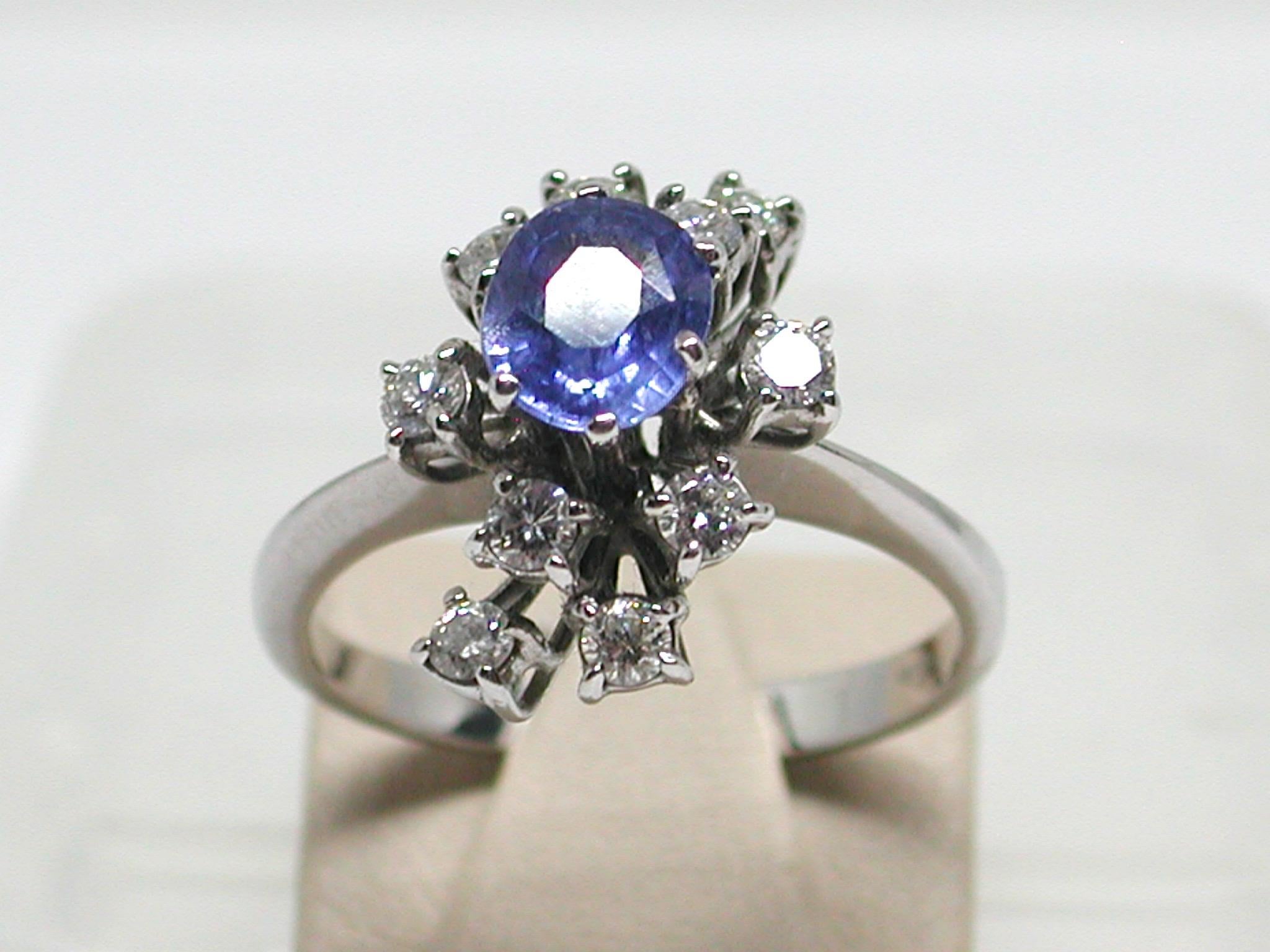 2.20 Carat White Gold Diamond Sapphire Engagement Ring For Sale 2