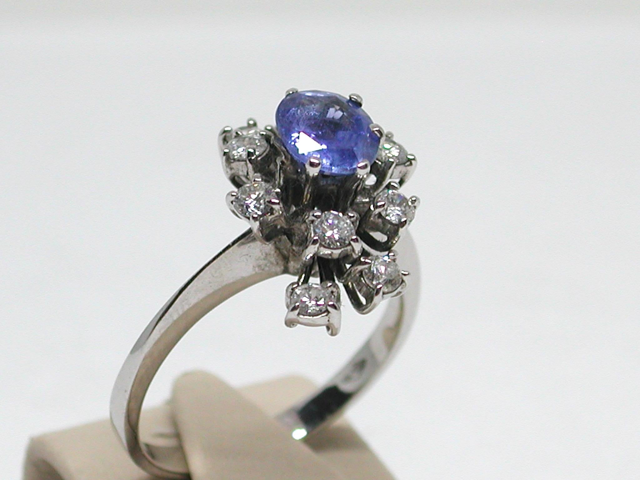 2.20 Carat White Gold Diamond Sapphire Engagement Ring For Sale 3
