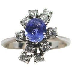 2.20 Carat White Gold Diamond Sapphire Engagement Ring
