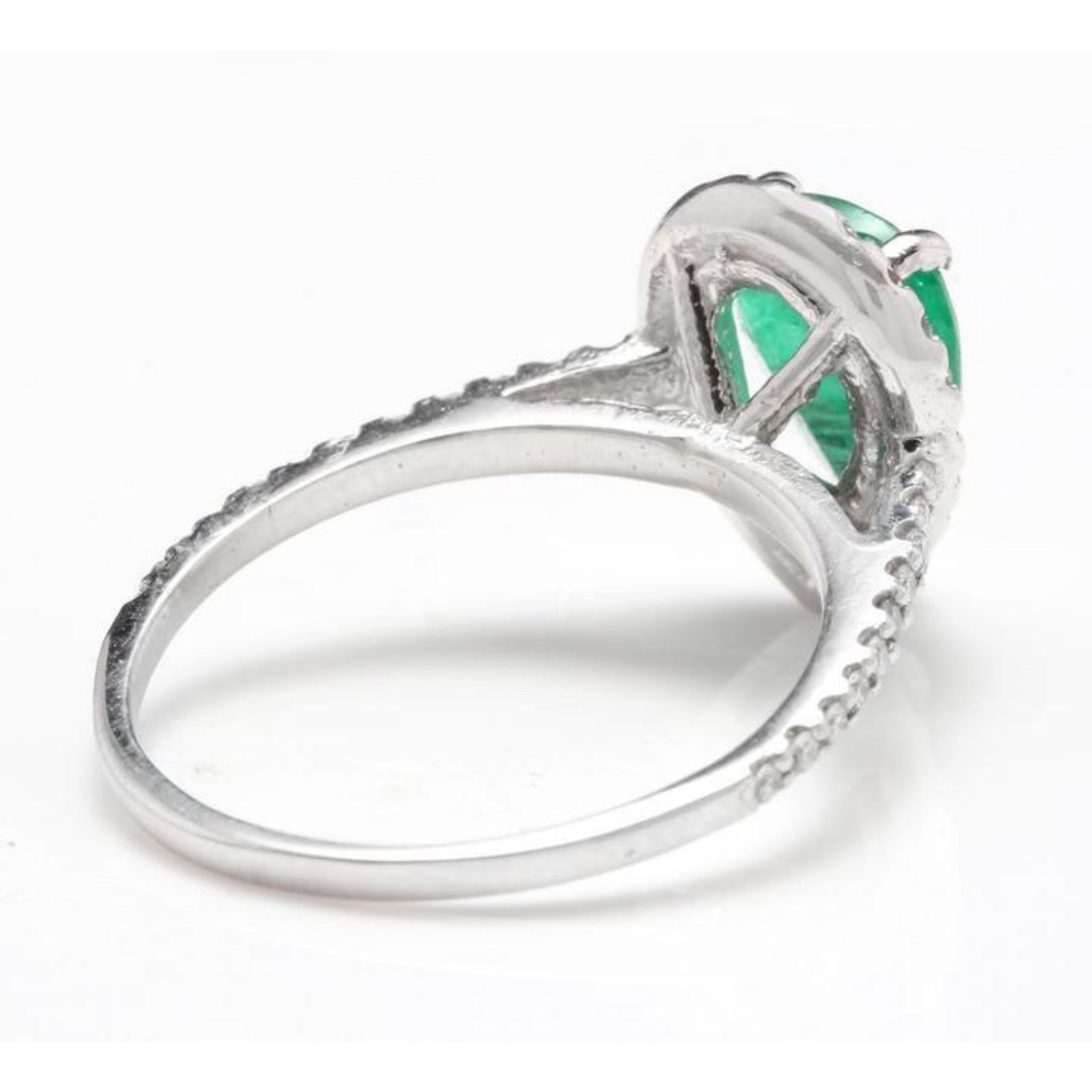 Women's 2.20 Carat Natural Colombian Emerald and Diamond 14 Karat Solid White Gold Ring