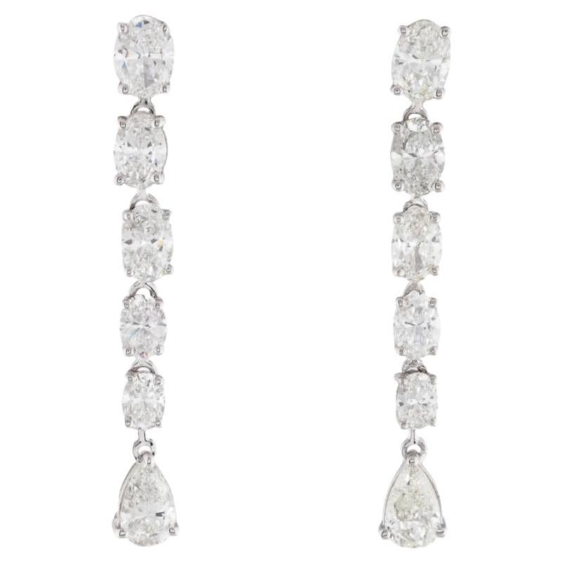 2.20 Carats Oval Pear Cut Diamond Drop Earrings in 14k Gold For Sale