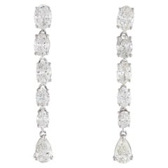2.20 Carats Oval Pear Cut Diamond Drop Earrings in 14k Gold