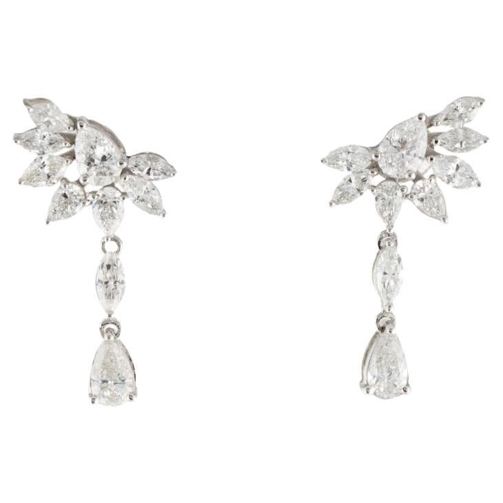 2.20 Carats Pear Marquise Drop Earrings in 14k Gold For Sale