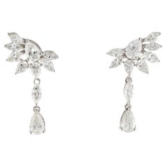 2.20 Carats Pear Marquise Drop Earrings in 14k Gold