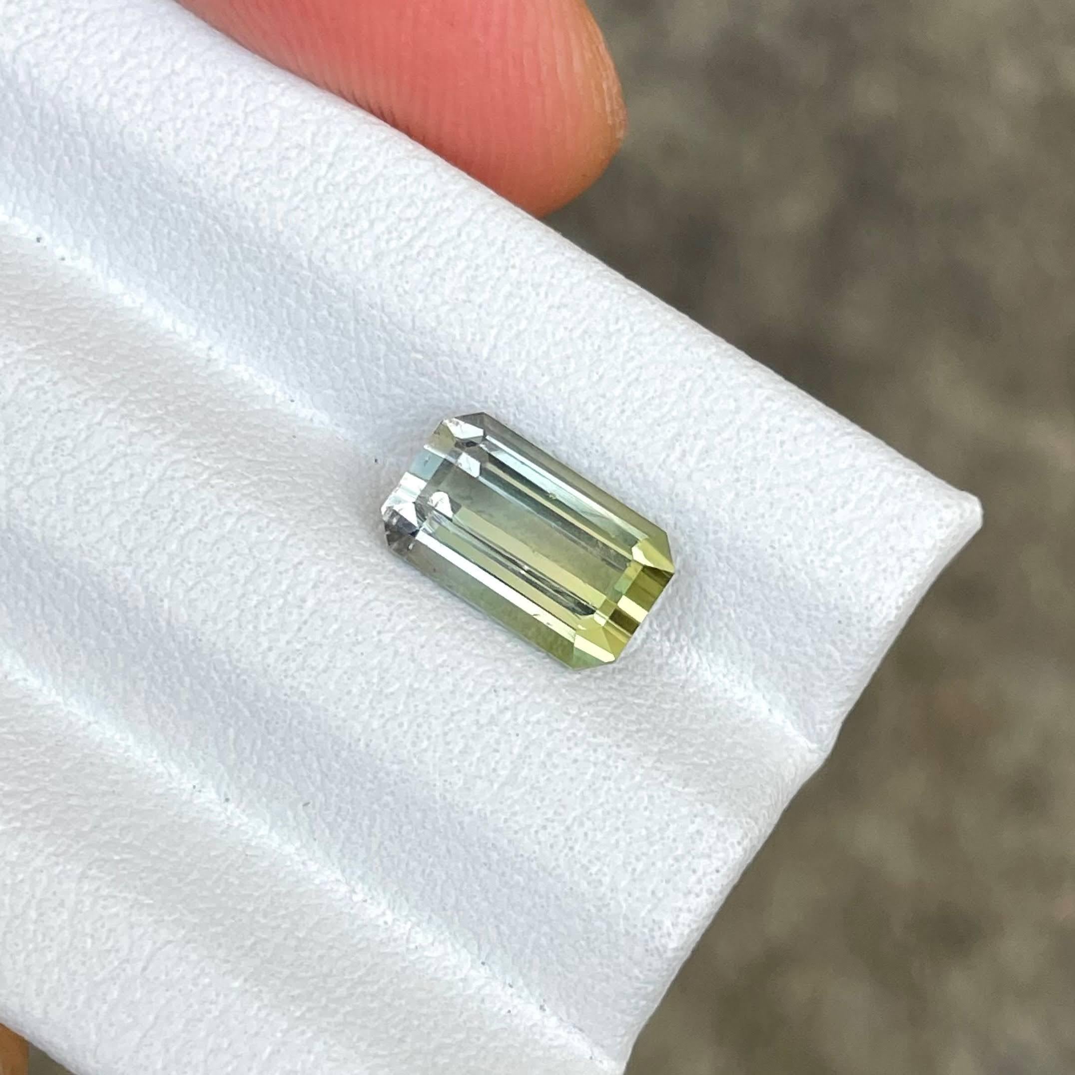 Moderne Pierre précieuse Afrique parfaite tourmaline bicolore taille émeraude 2,20 carats en vente