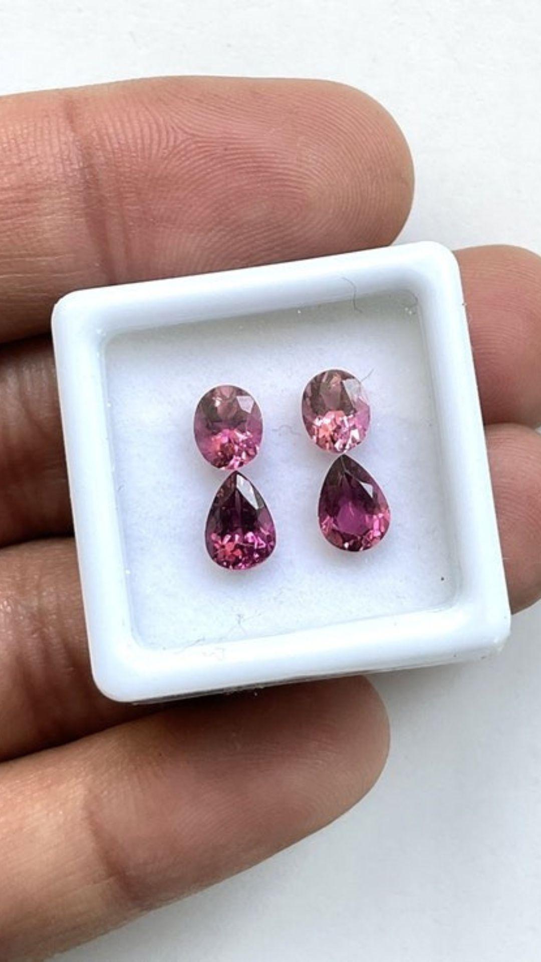 Art Deco 2.20 Carats Tourmaline Match Pair, Pink and Peach Tourmaline Oval & Pear Gems For Sale