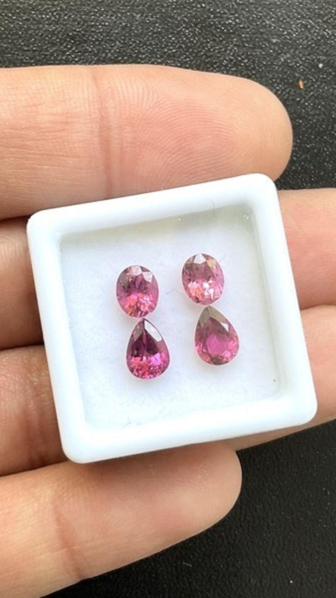Pear Cut 2.20 Carats Tourmaline Match Pair, Pink and Peach Tourmaline Oval & Pear Gems For Sale