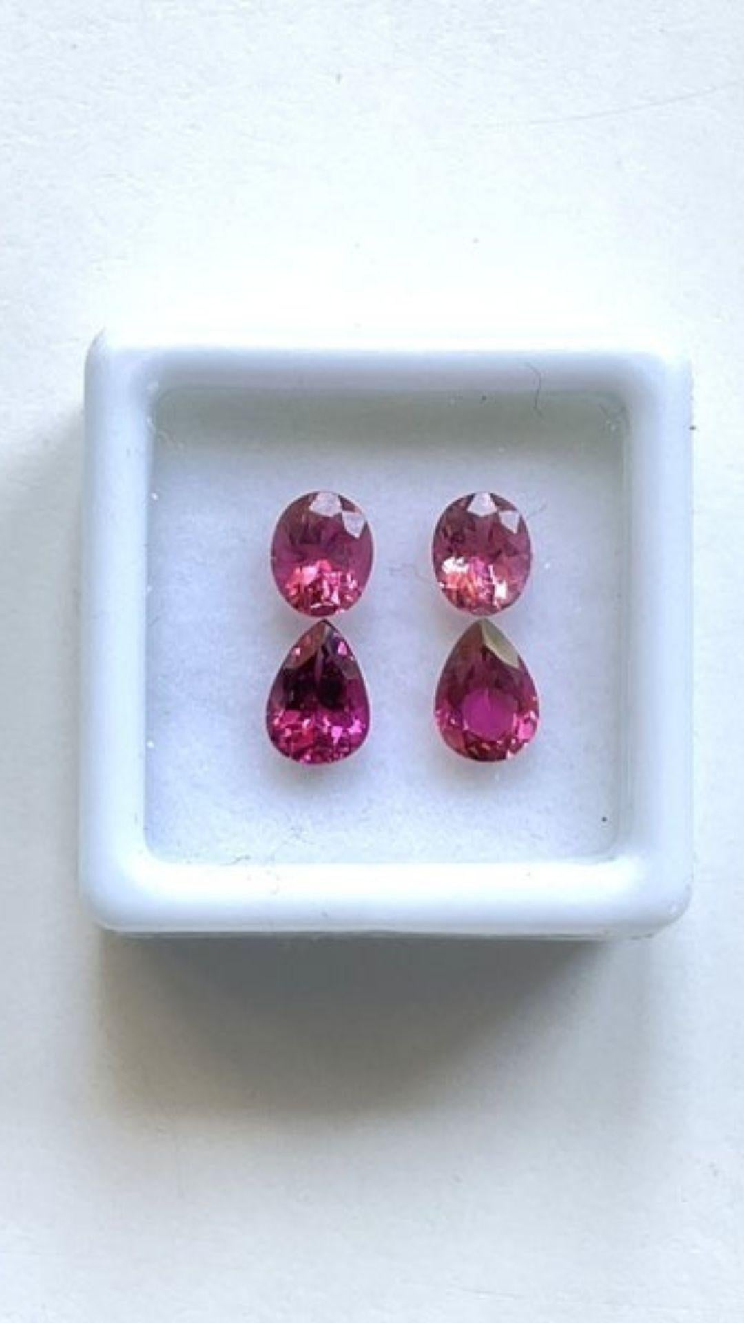2.20 Carats Tourmaline Match Pair, Pink and Peach Tourmaline Oval & Pear Gems In New Condition For Sale In Jaipur, RJ