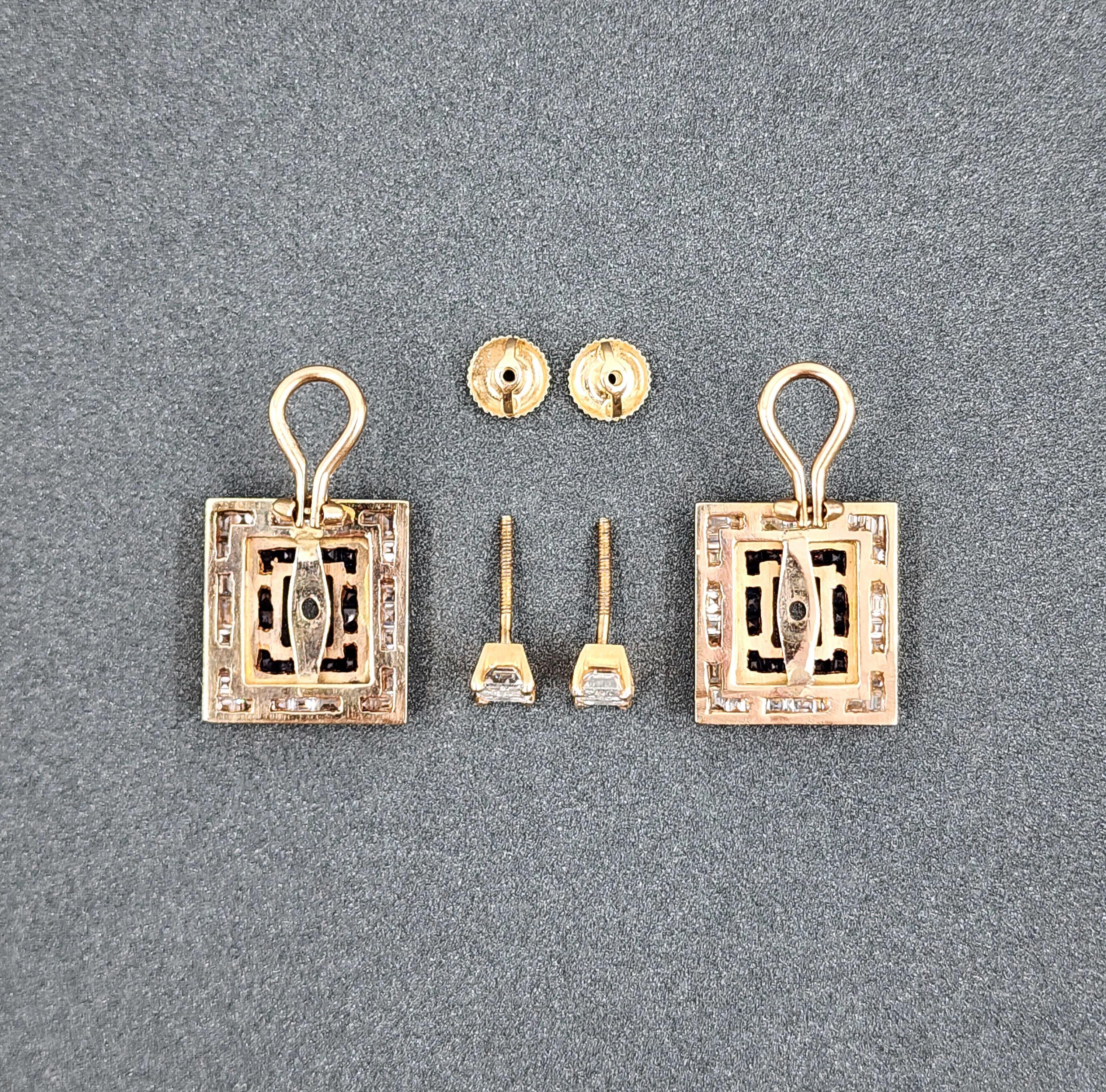 2.20 ct Natural Diamond & Sapphire Earrings For Sale 1