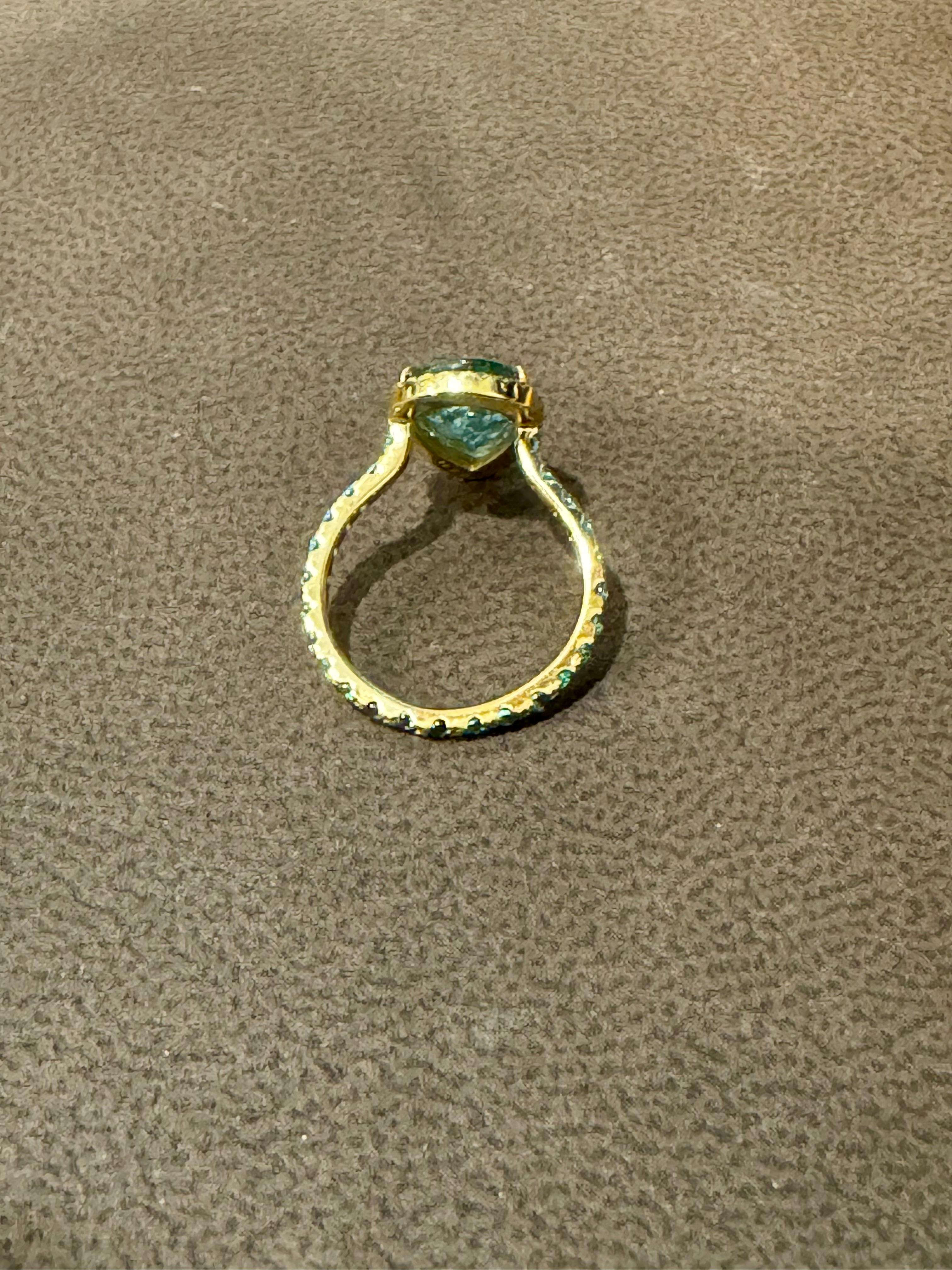 2.20 Ct Pear Shape Pariba Tourmaline Ring in  Or 18 K Taille 3.5 en vente 6