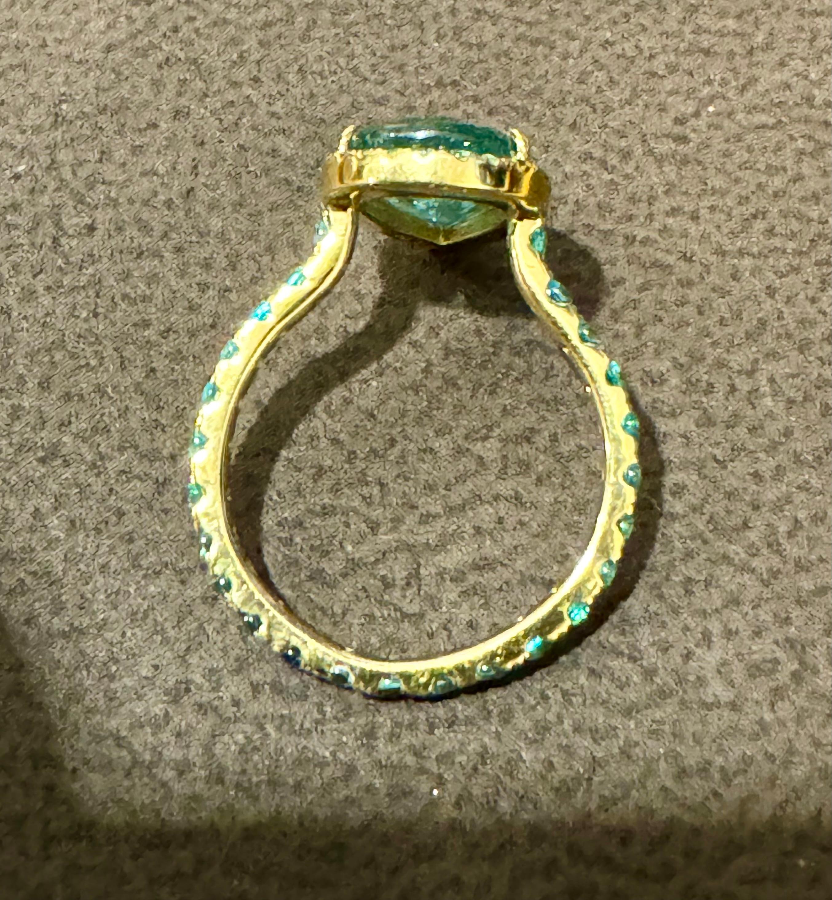 2.20 Ct Pear Shape Pariba Tourmaline Ring in  Or 18 K Taille 3.5 en vente 1