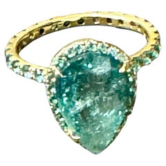 2.20 Ct Pear Shape Pariba Tourmaline Ring in  Or 18 K Taille 3.5