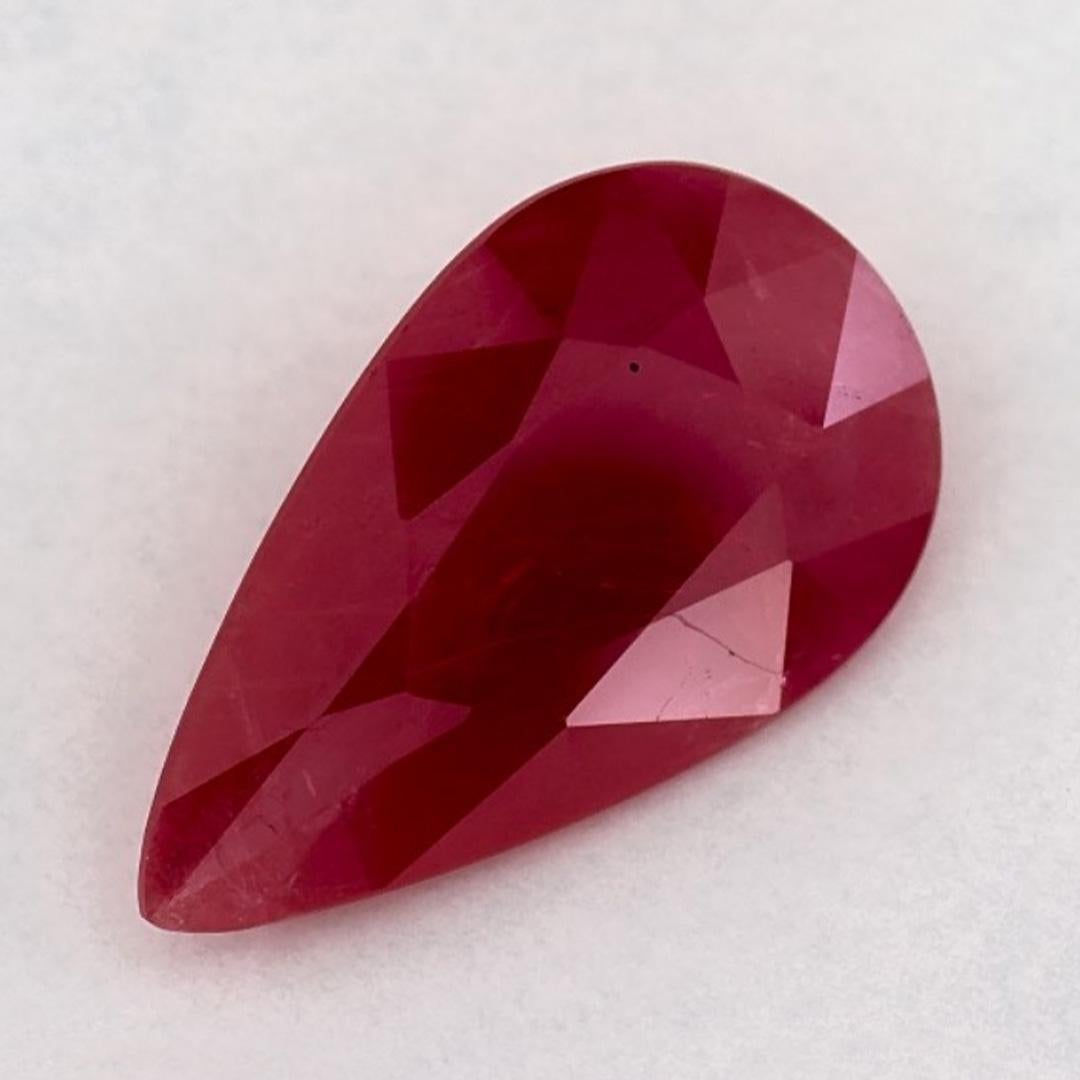 Pear Cut 2.20 Ct Ruby Pear Loose Gemstone