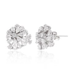 2.20 Ct SI Clarity HI Color Pear Round Diamond Stud Earrings 18 Karat White Gold