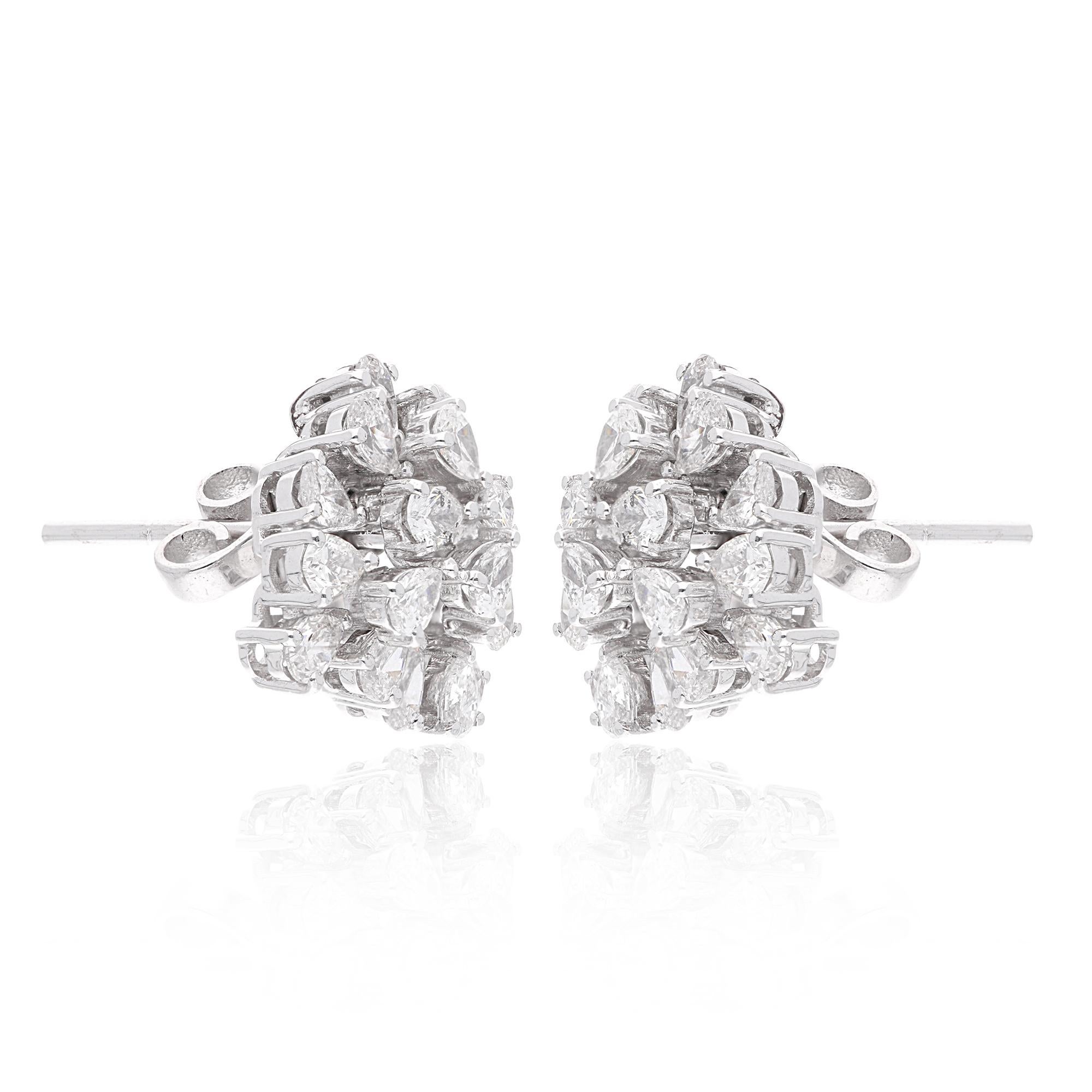 2.20 Ct SI Clarity HI Color Pear Round Diamond Stud Earrings 18 Karat White Gold In New Condition For Sale In Diera, Dubai