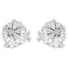 Orecchini con diamanti rotondi a pera da 2,20 carati SI Clarity HI Color Oro bianco 18 carati