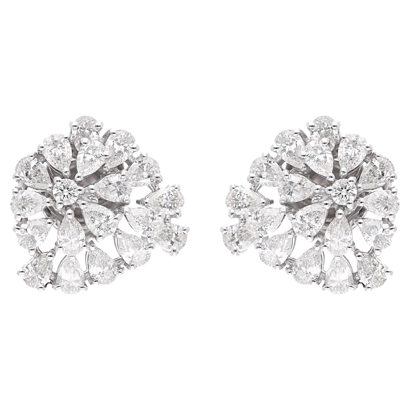 Orecchini con diamanti rotondi a pera da 2,20 carati SI Clarity HI Color Oro bianco 18 carati