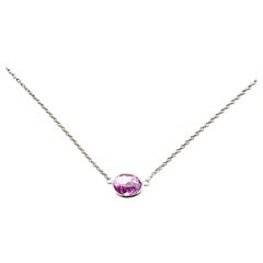 2.20ct Certified Purple Sapphire Oval Cut Solitaire Necklace in 14k WG