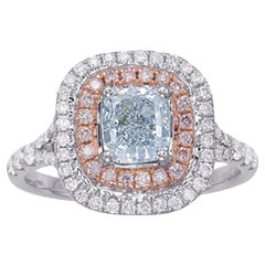 2.20 Cts Fancy Blue Cushion Diamond Ring with GIA Cert