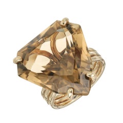 22.00 Carat Citrine Quartz Gold Cocktail Ring