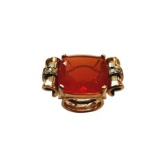 22.00 Carat Fire Opal with 0.35 Carat Diamonds 18 Karat Gold Cocktail Ring