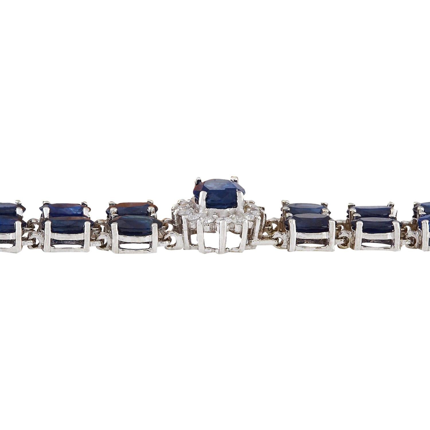 Women's 22.00 Carat Sapphire 18 Karat Solid White Gold Diamond Bracelet