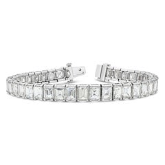 22.00 Carats Total Baguette Cut Diamond Vintage Tennis Bracelet in Platinum